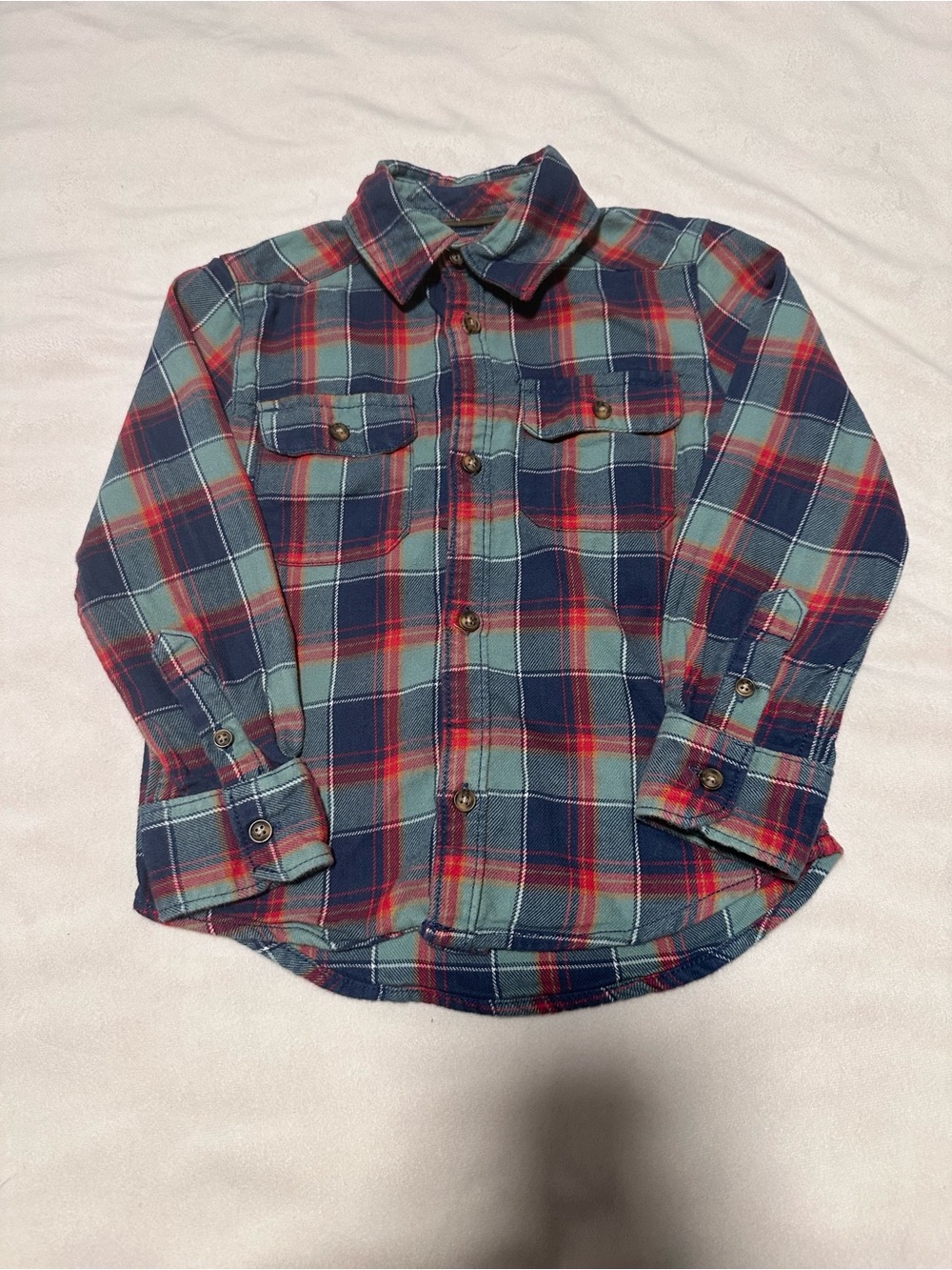 Carter's Toddler Boy Plaid Flannel Shirt Blue & Red 4T